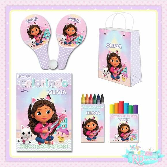 Kit Colorir com Massinha Sacola Raquete Casa Mágica da Gabby