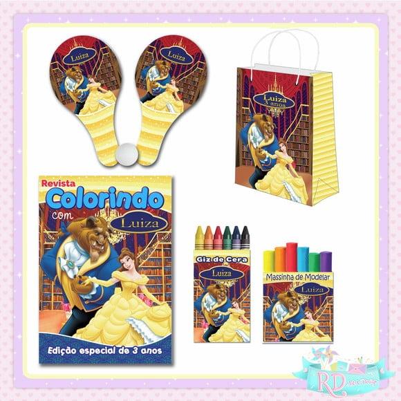 Kit Colorir com Massinha Sacolinha e Raquete a Bela e a Fera