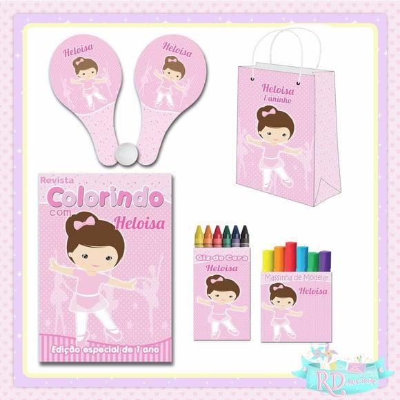 Kit Colorir com Massinha Sacolinha e Raquete Bailarina