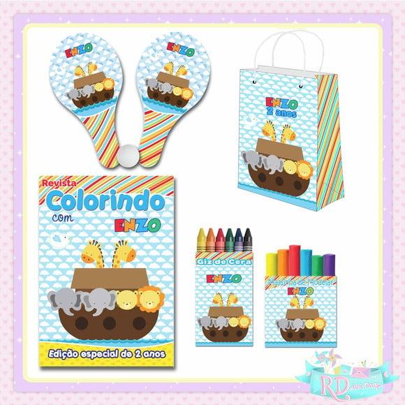 Kit Colorir com Massinha Sacolinha e Raquete Arca de Noé