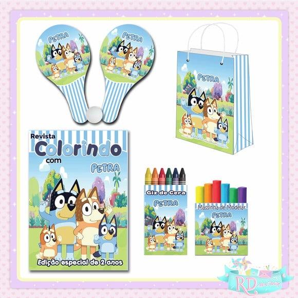Kit Colorir com Massinha Sacolinha e Raquete Bluey