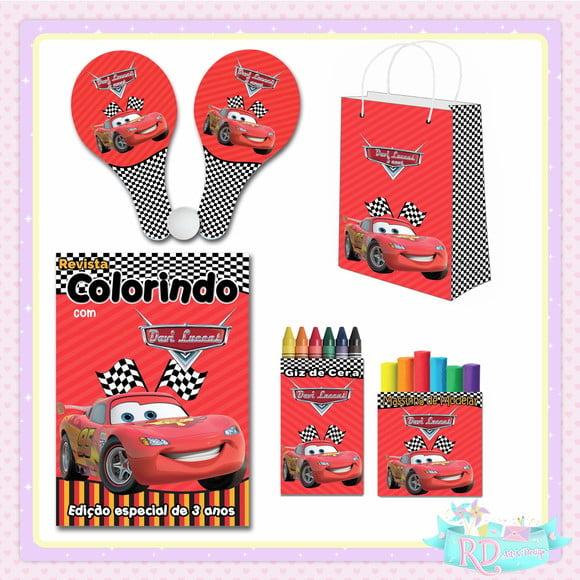 Kit Colorir com Massinha Sacolinha e Raquete Carros