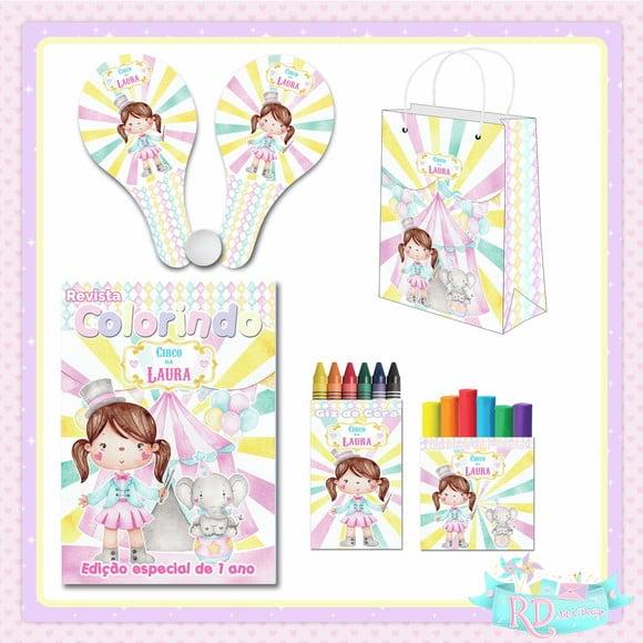 Kit Colorir com Massinha Sacolinha e Raquete Circo Rosa