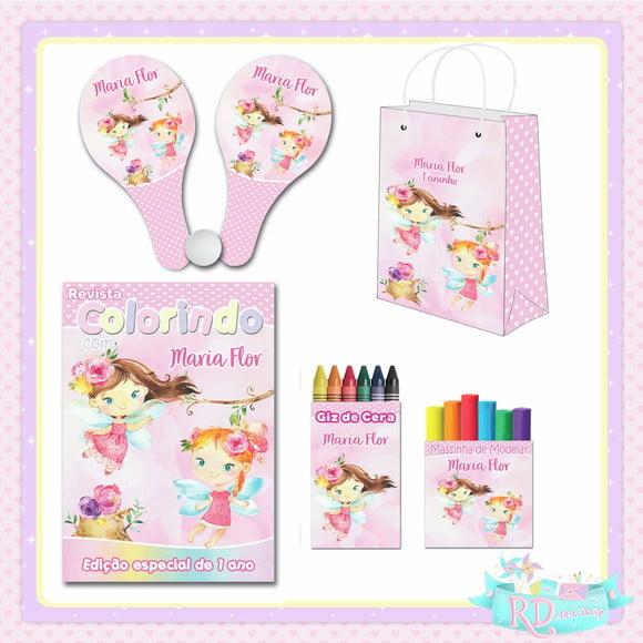 Kit Colorir com Massinha Sacolinha e Raquete Fadas