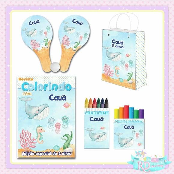 Kit Colorir com Massinha Sacolinha e Raquete Fundo do Mar