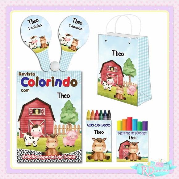 Kit Colorir com Massinha Sacolinha e Raquete Fazendinha
