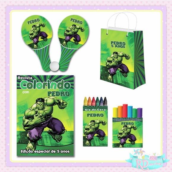 Kit Colorir com Massinha Sacolinha e Raquete Hulk