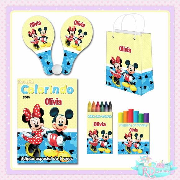 Kit Colorir com Massinha Sacolinha e Raquete Mickey e Minnie