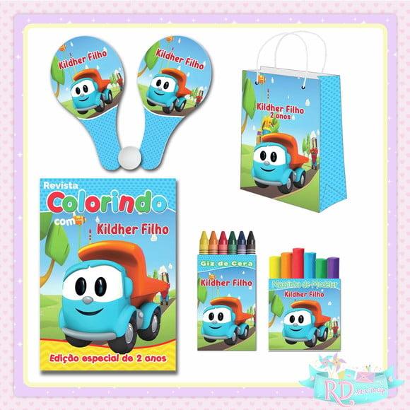Kit Colorir com Massinha Sacolinha e Raquete Léo o Caminhão