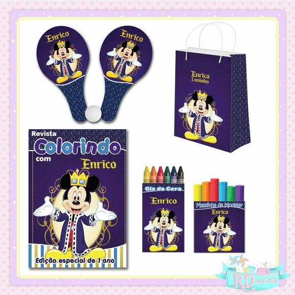 Kit Colorir com Massinha Sacolinha e Raquete Mickey Realeza