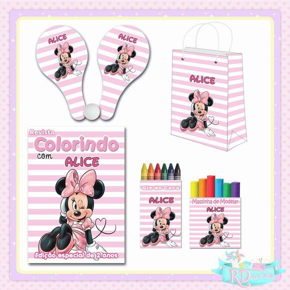 Kit Colorir com Massinha Sacolinha e Raquete Minnie Rosa