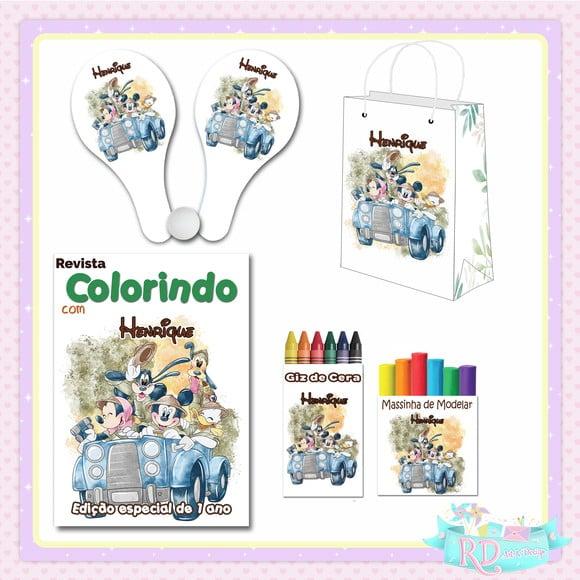 Kit Colorir com Massinha Sacolinha e Raquete Mickey Safari