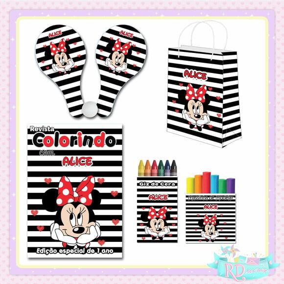 Kit Colorir com Massinha Sacolinha e Raquete Minnie Vermelha