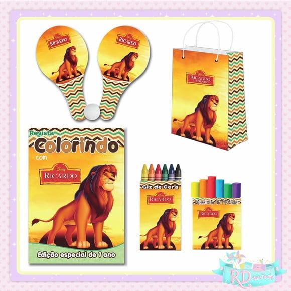 Kit Colorir com Massinha Sacolinha e Raquete o Rei Leão