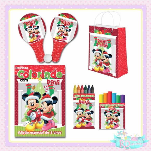Kit Colorir com Massinha Sacolinha e Raquete Natal do Mickey