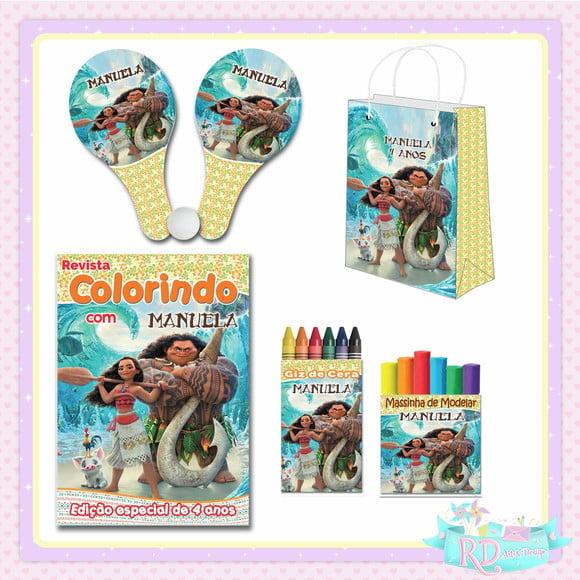 Kit Colorir com Massinha Sacolinha e Raquete Moana