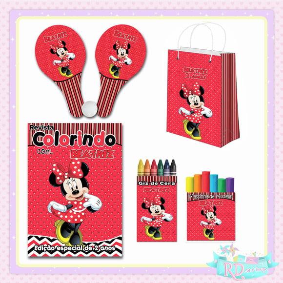 Kit Colorir com Massinha Sacolinha e Raquete Minnie Vermelha