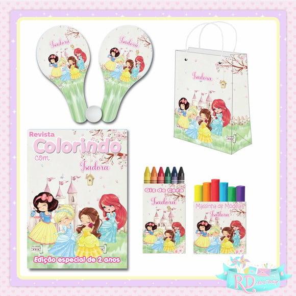 Kit Colorir com Massinha Sacolinha e Raquete Princesas