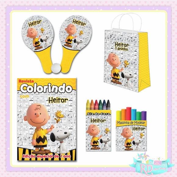 Kit Colorir com Massinha Sacolinha e Raquete Snoopy