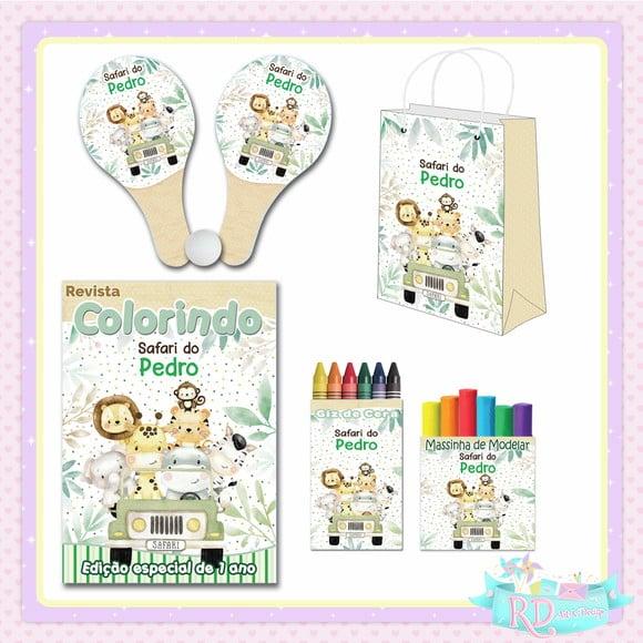 Kit Colorir com Massinha Sacolinha e Raquete Safari