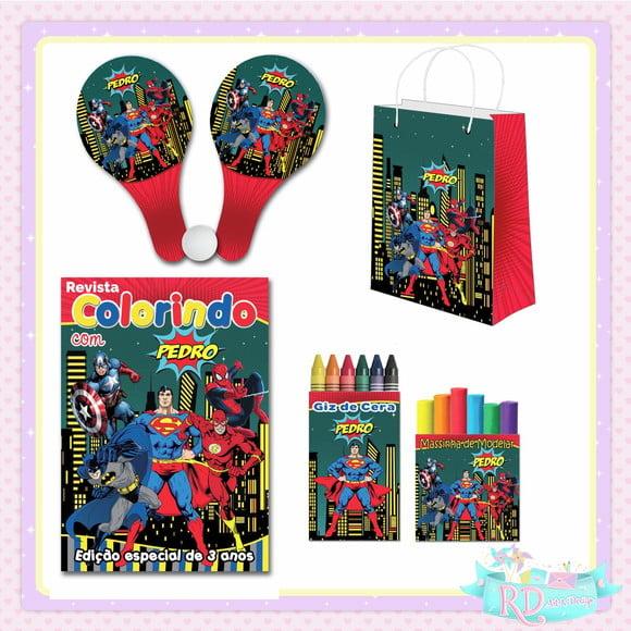 Kit Colorir com Massinha Sacolinha e Raquete Super Heroi