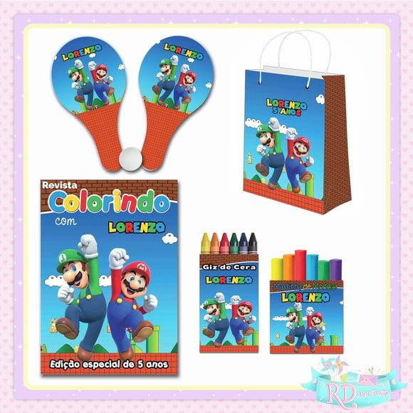 Kit Colorir com Massinha Sacolinha e Raquete Super Mario