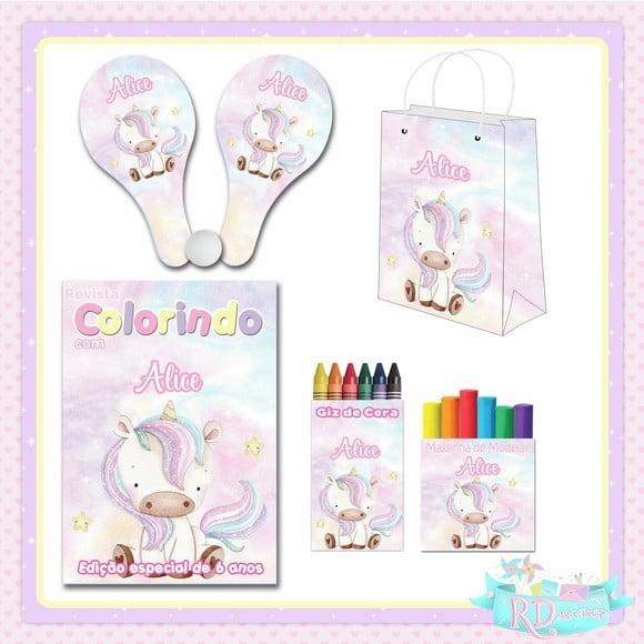 Kit Colorir com Massinha Sacolinha e Raquete Unicórnio