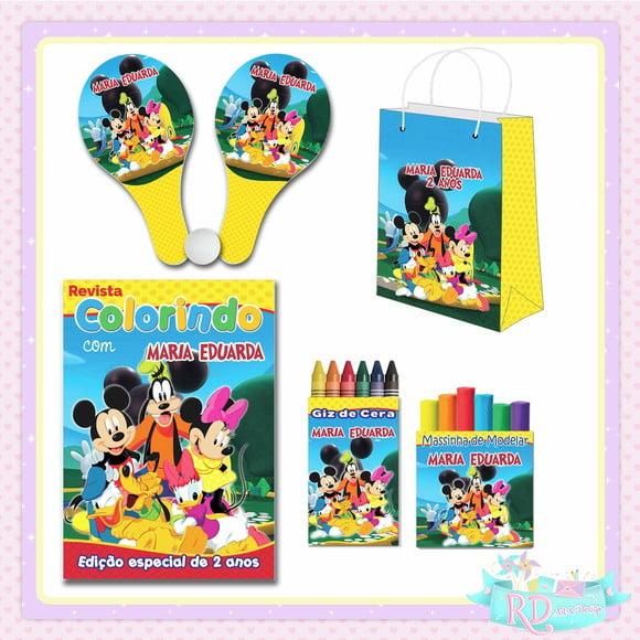 Kit Colorir com Massinha Sacolinha e Raquete Turma do Mickey