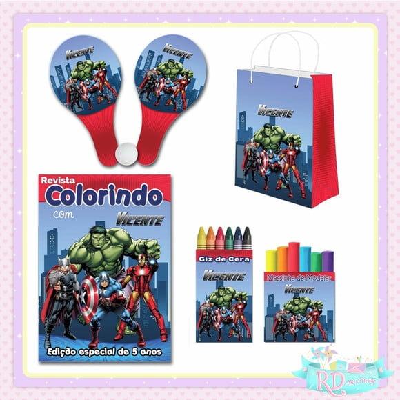 Kit Colorir com Massinha Sacolinha e Raquete Vingadores