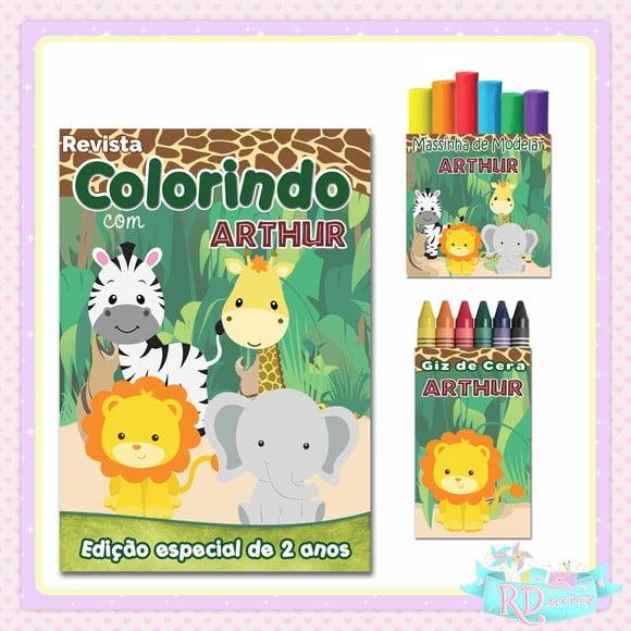 Kit Colorir com Massinha Safari