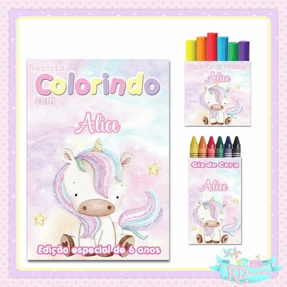 Kit Colorir com Massinha Unicórnio