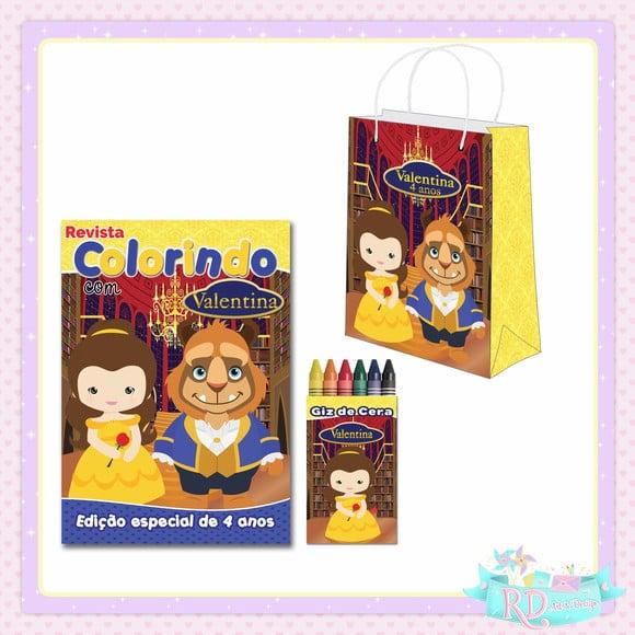 Kit Colorir com Sacolinha A Bela e a Fera Cute