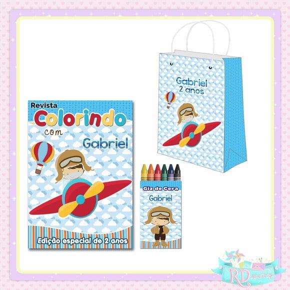Kit Colorir com Sacolinha Aviador