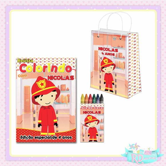 Kit Colorir com Sacolinha Bombeiro