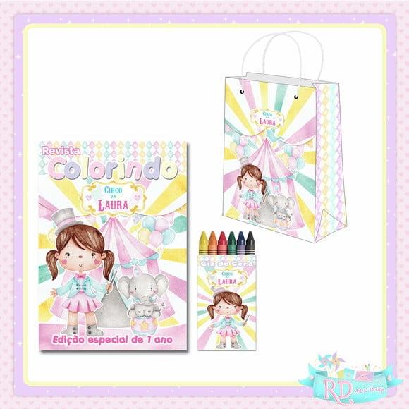 Kit Colorir com Sacolinha Circo Rosa