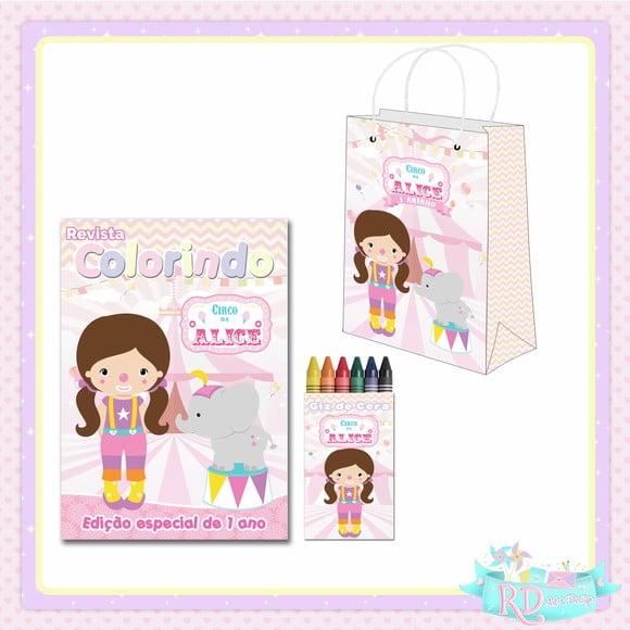 Kit Colorir com Sacolinha Circo Rosa