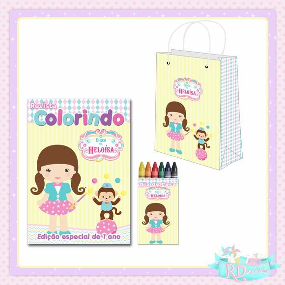 Kit Colorir com Sacolinha Circo Rosa