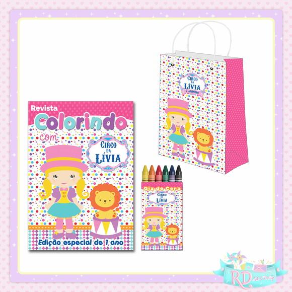 Kit Colorir com Sacolinha Circo Rosa