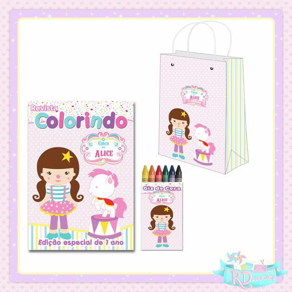 Kit Colorir com Sacolinha Circo Rosa