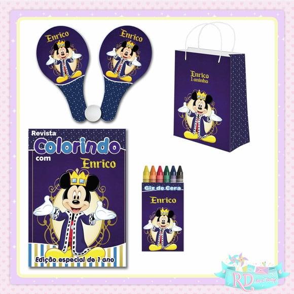 Kit Colorir com Sacolinha e Raquete Mickey Realeza