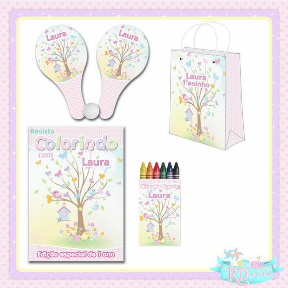 Kit Colorir com Sacolinha e Raquete Jardim Encantado