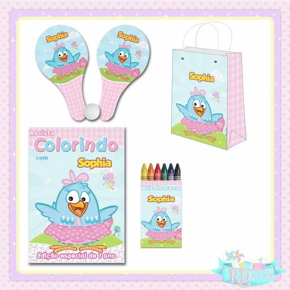 Kit Colorir com Sacolinha e Raquete Galinha Pintadinha