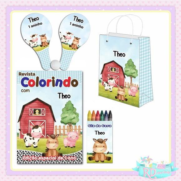 Kit Colorir com Sacolinha e Raquete Fazendinha