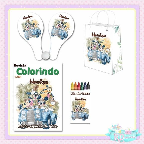 Kit Colorir com Sacolinha e Raquete Mickey Safari
