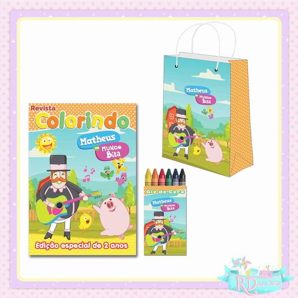 Kit Colorir com Sacolinha Fazendinha do Bita