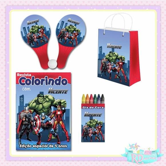 Kit Colorir com Sacolinha e Raquete Vingadores