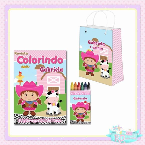 Kit Colorir com Sacolinha Fazendinha Rosa