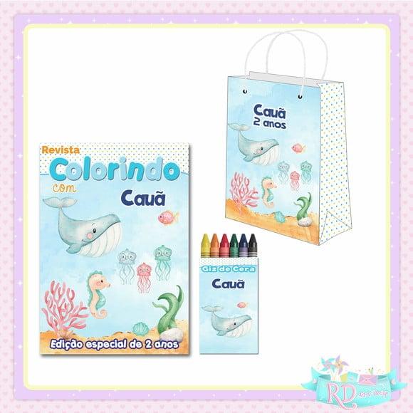 Kit Colorir com Sacolinha Fundo do Mar