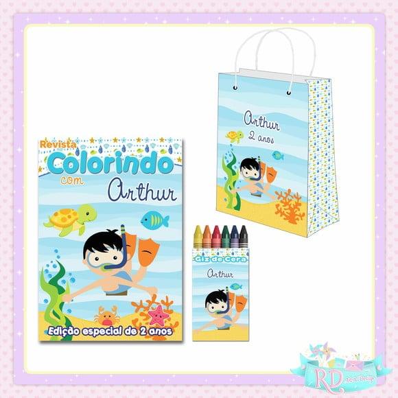 Kit Colorir com Sacolinha Fundo do Mar