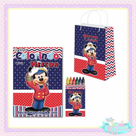 Kit Colorir com Sacolinha Mickey Marinheiro